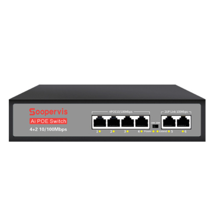 Soopervis SP-4806FE 4+2 Port PoE Switch (100Mbps)
