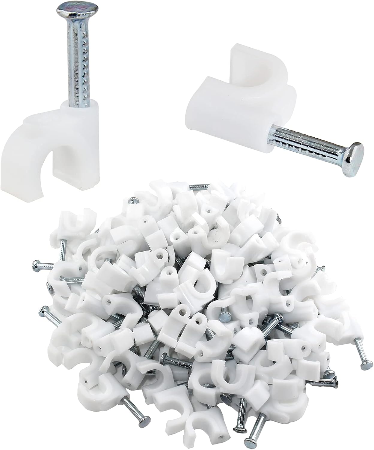 LX19 — Mişar Uclu Kabel Klipsi (Dairəvi) - 100 Ədəd (Qutu)
