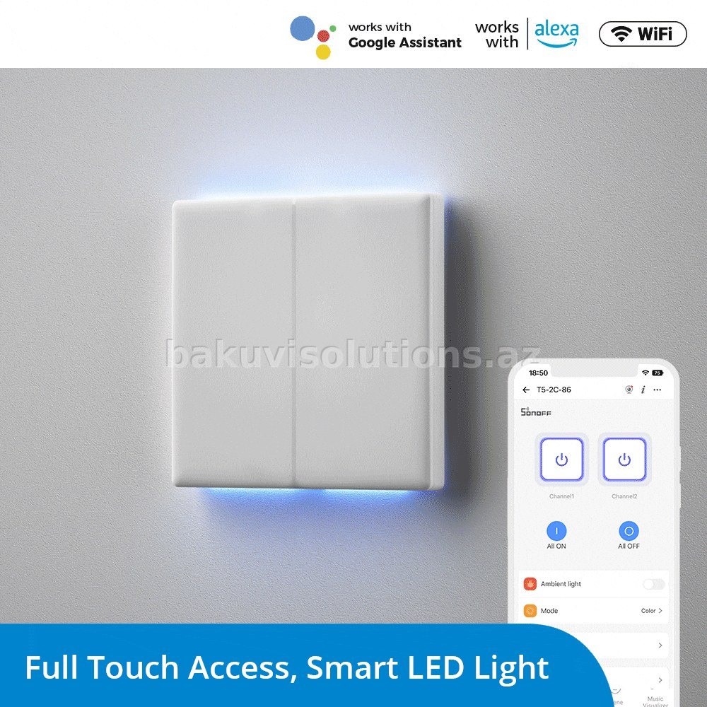 Sonoff TX Ultimate T5-2C-86 Sensorlu Ağıllı Divar Açarı