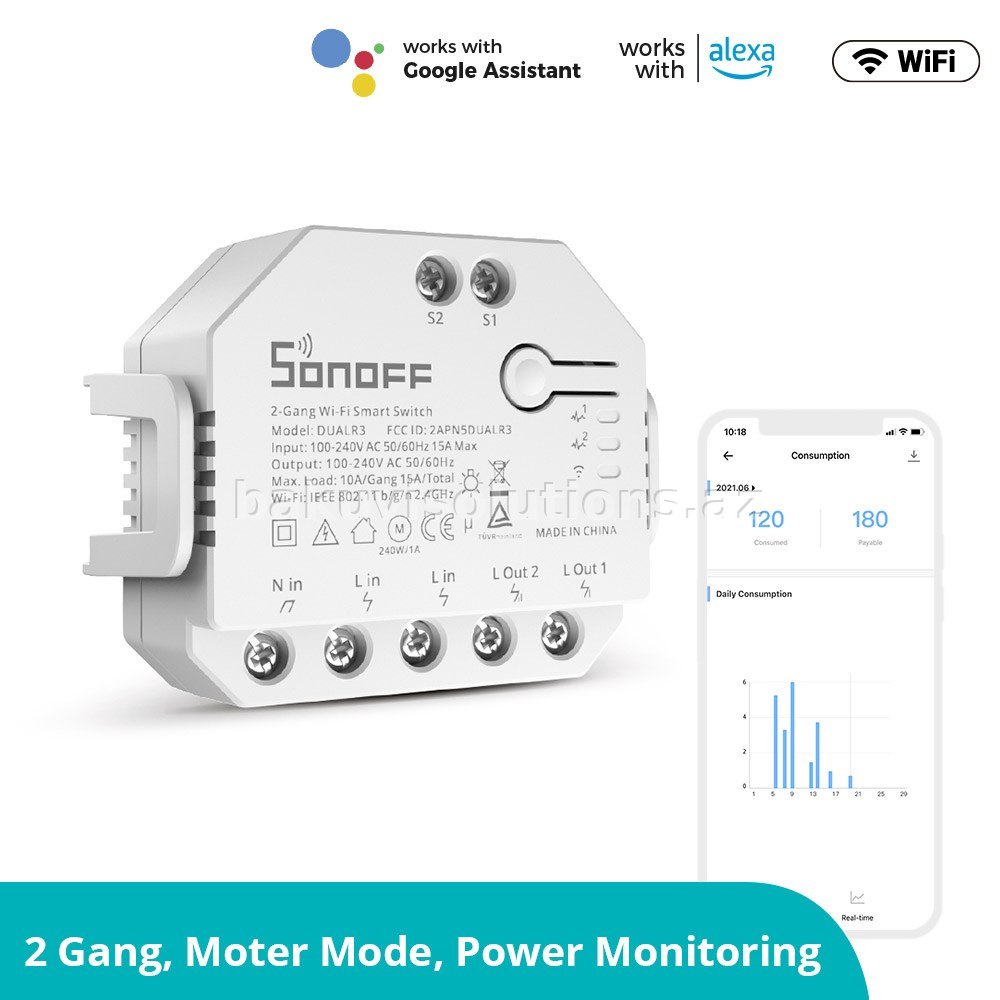 Sonoff DUALR3 2 Kanallı Wi-Fi Ağıllı Rele (Enerji Ölçən)