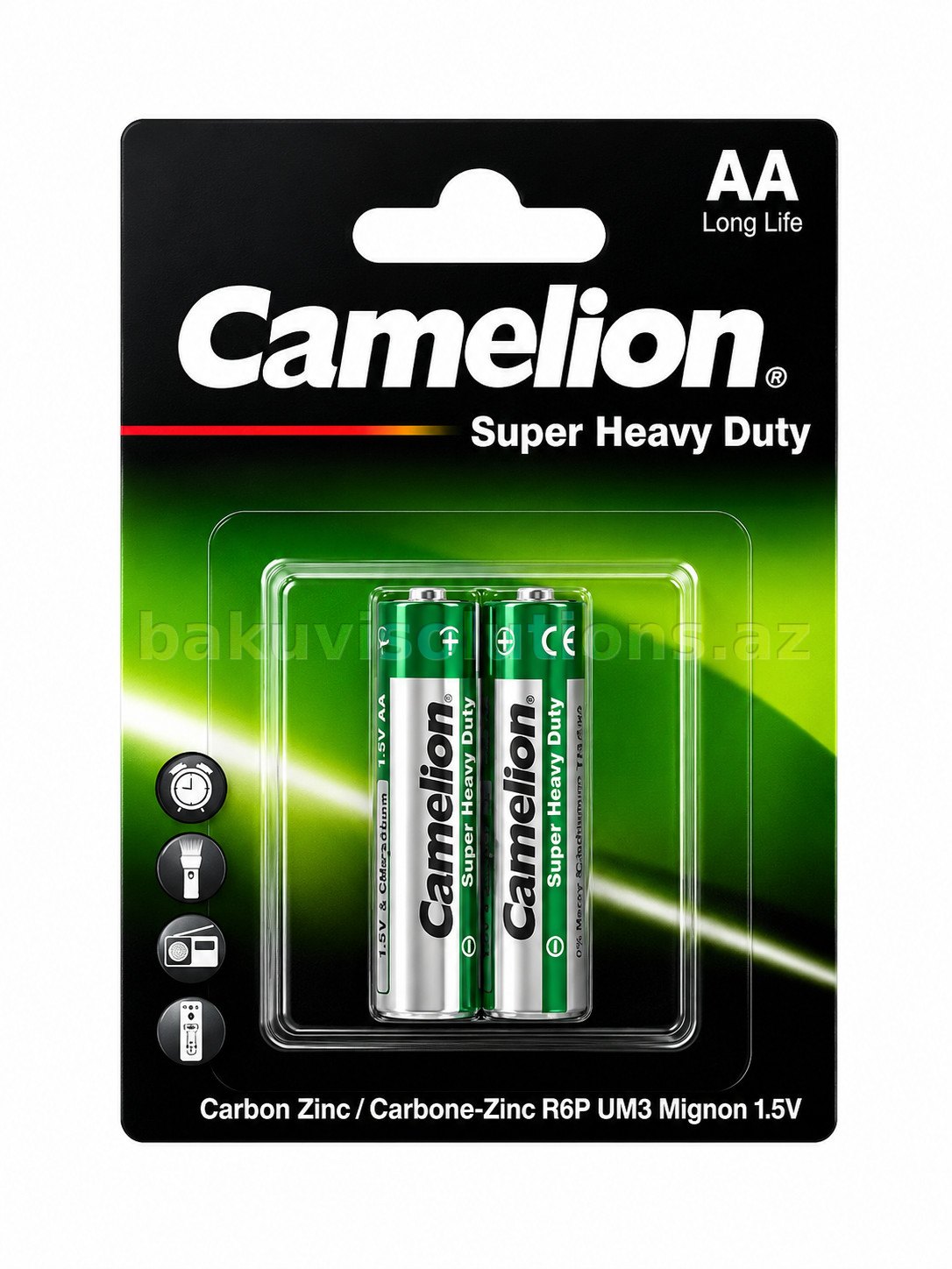 Camelion R20 (D) 1.5V Sink-Karbon Batareya, 2 ədəd (Yaşıl)